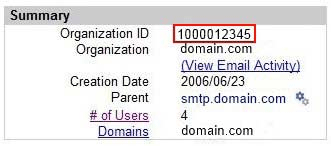 Figure 2.  Note the Organization ID Number