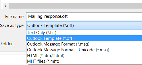 Outlook: Save as Template