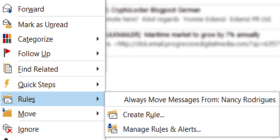 Create Rules in Microsoft Outlook