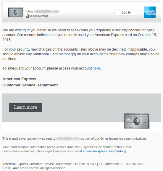 New American Express Phishing Campaign Appriver 