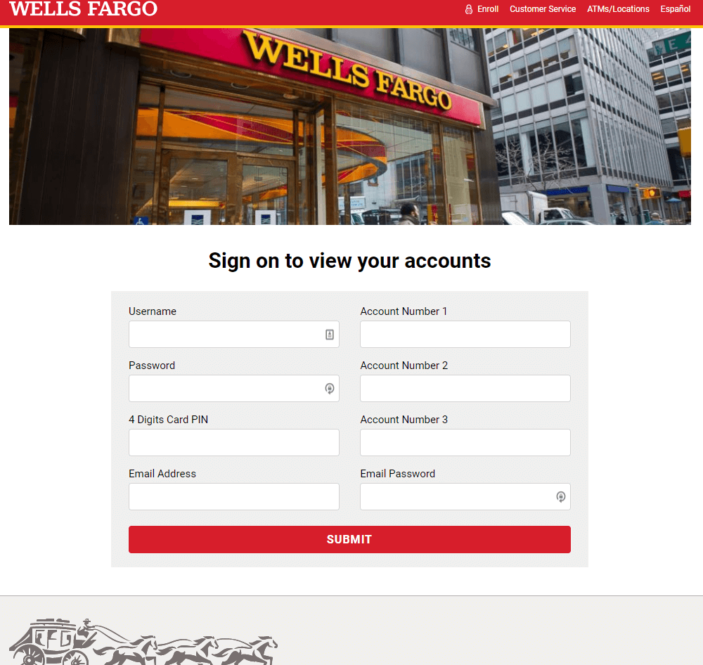 Image of Wells Fargo Phishing Page