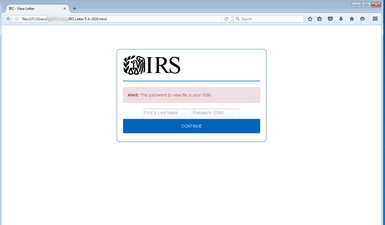 irs phishing page