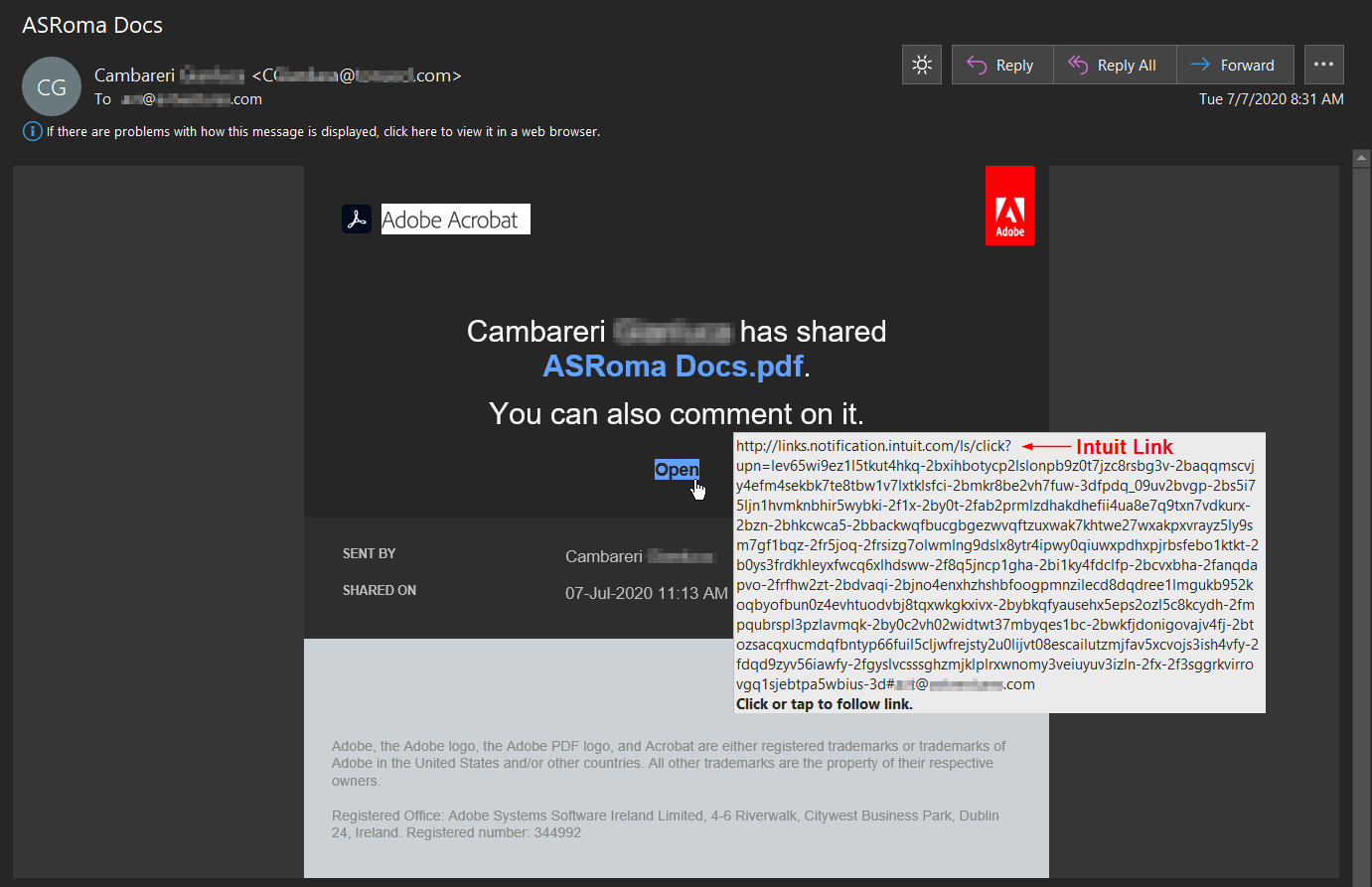 Phishing – Adobe Themed Email
