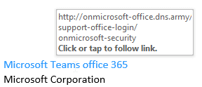 Third URL not Office 365 login