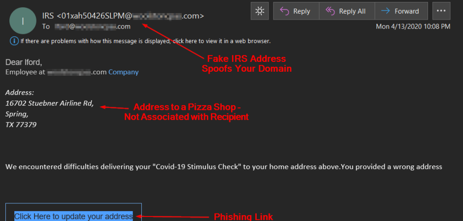 Covid19 Stimulus Package Phishing Email