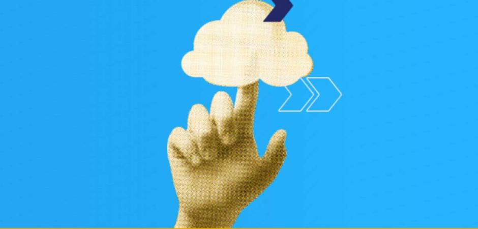 hand pointing at cloud graphic