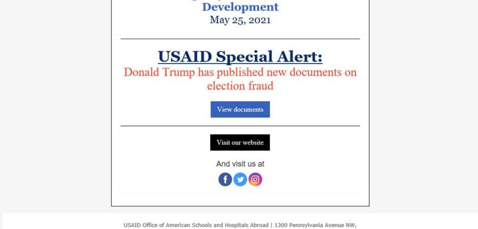 A screenshot of the fake USAID email. (Source: Zix | AppRiver)