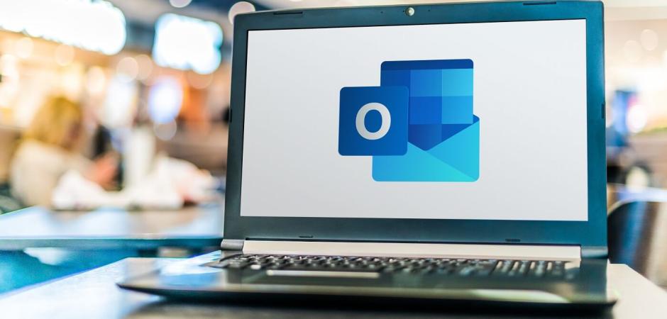 laptop with outlook logo